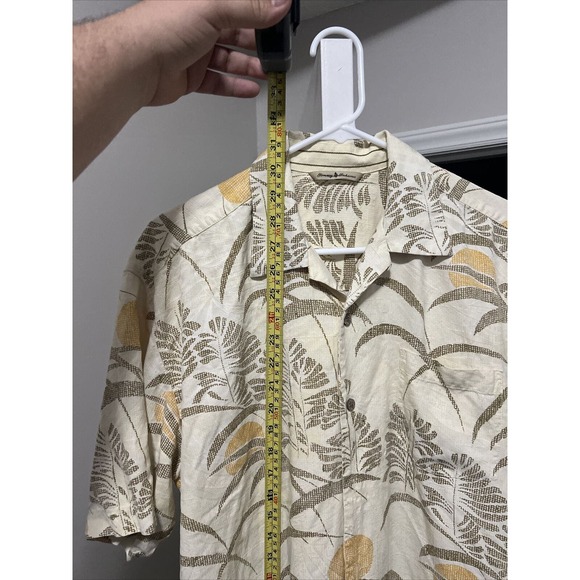 Tommy Bahama Short Sleeve Button Textured Silk Shirt Men's M Yellow Floral - Picture 5 of 6